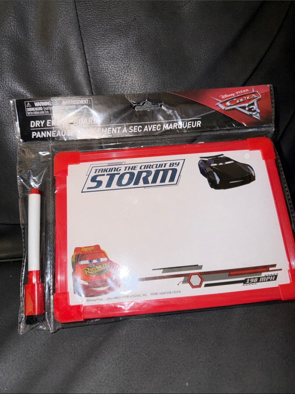 Cars Pixar Disney film Storm Red Kids Dry-Erase Activity Board with Marker